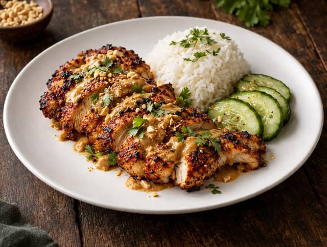 Grilled Spicy Chicken Topped with Peanut Sauce