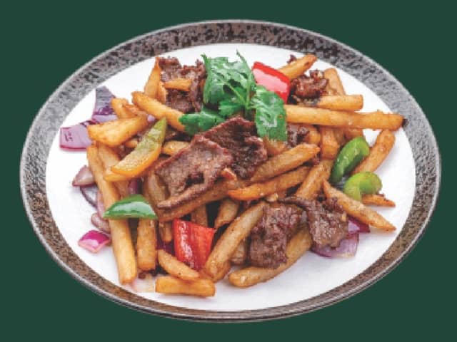 French Fries with Meat & Vegetables